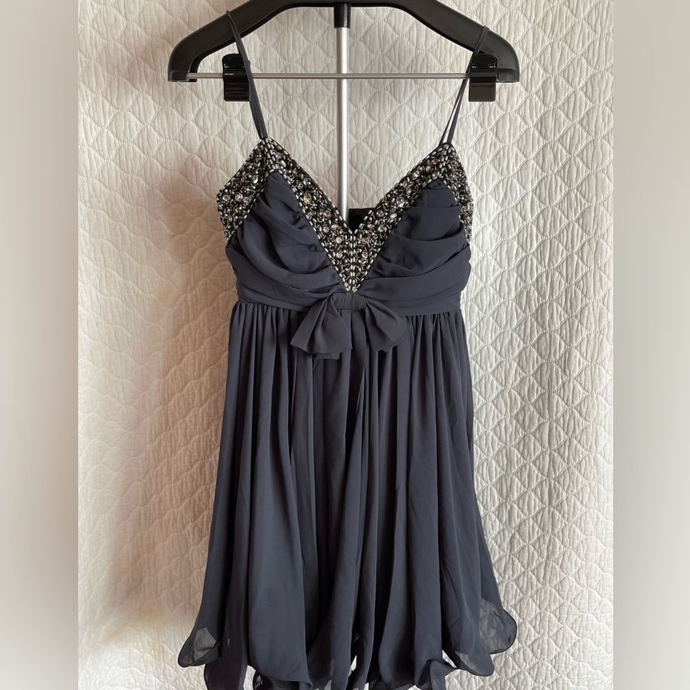 Size 6 French Connection dark gray beaded cocktail dress
